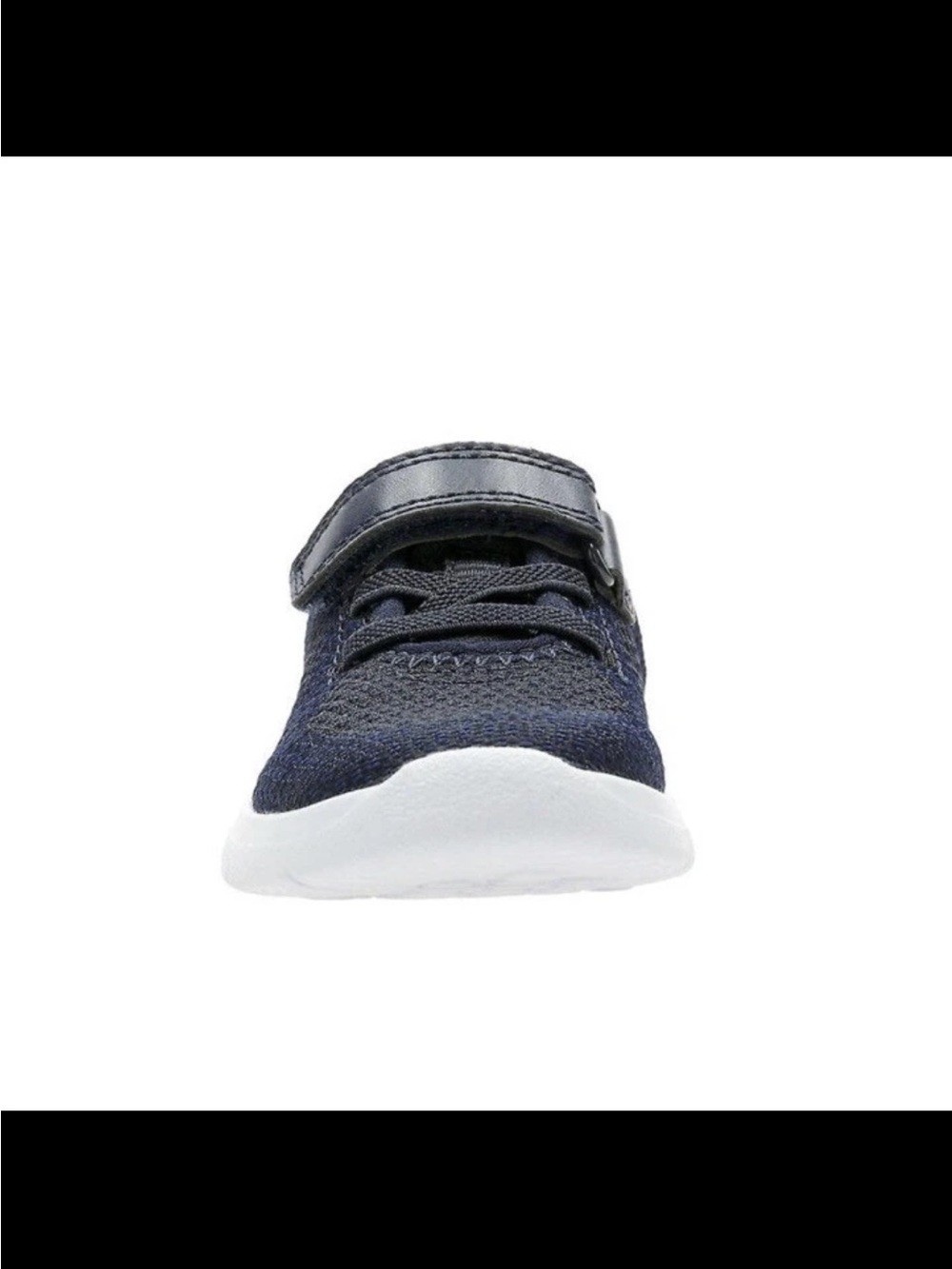 Clarks Navy Knit Slip-On Sneaker with Hook-and-Loop Strap